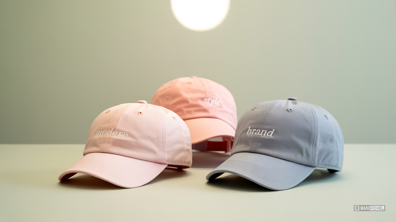 Three Pastel-Colored Embroidered Baseball Caps