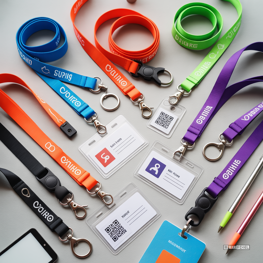Assortment of Colorful Lanyards and ID Badges